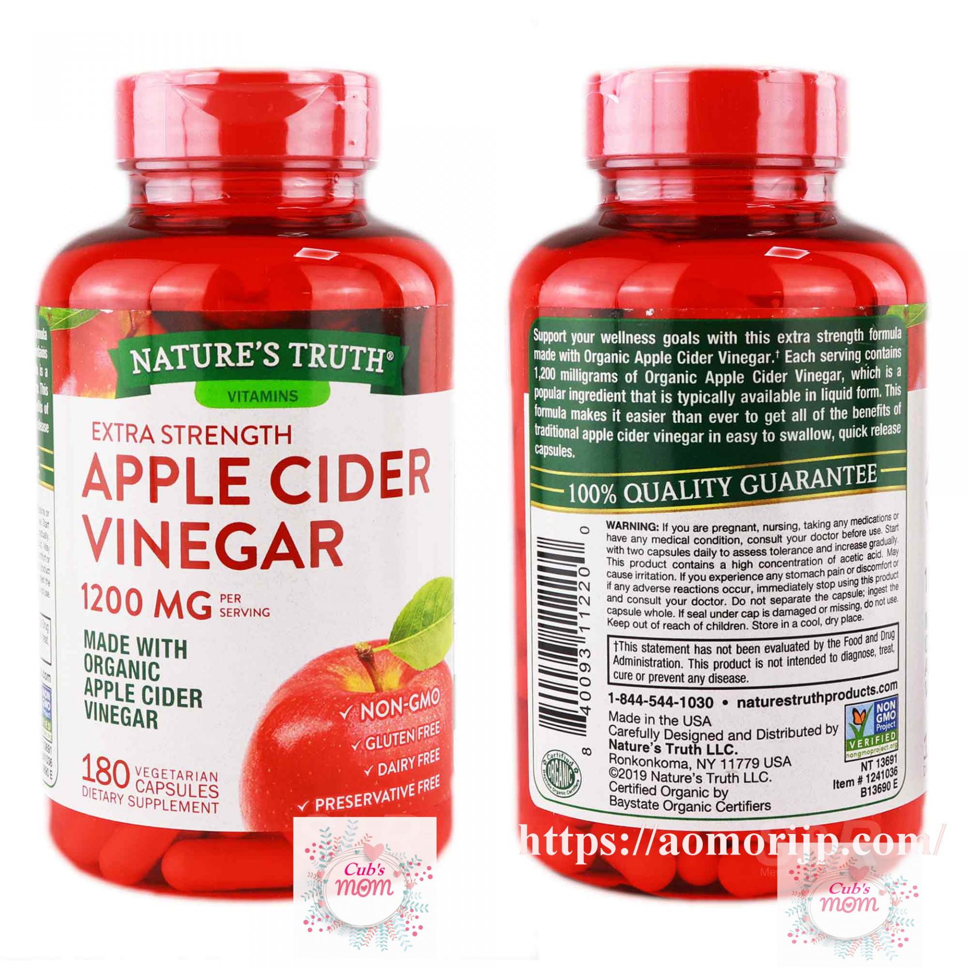 Viên uống giấm táo Apple Cider Vinegar 180 viên của Mỹ